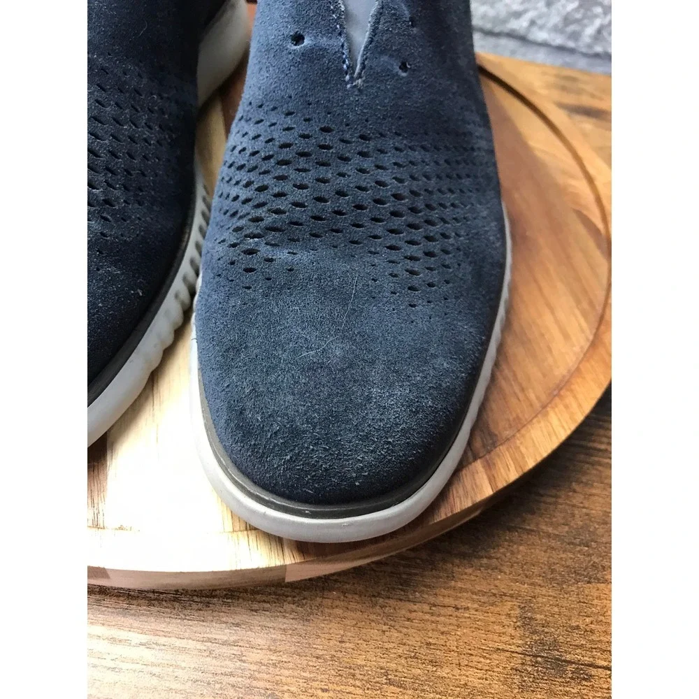 Cole Haan 2.ZERØGRAND Lined Suede Laser Wingtip Oxfords Mens 9.5M Blue/Gray